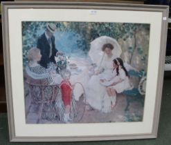 After Emanuel Phillips Fox (1865-1915) ‘The Arbour’, large framed & glazed colour print