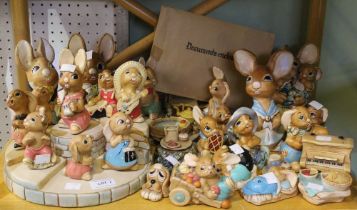 Large quantity of Pendelfin rabbits figures, stands, etc 30 in total