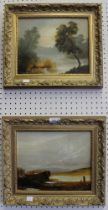 Two original landscapes oil on board in fancy gilt frames artist unknown