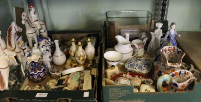Two boxes of reproduction Staffordshire flatback ware, together with assorted china & porcelain