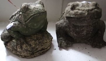 Two cast garden frogs