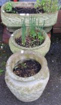 Three cast garden planters