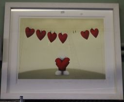 Doug Hyde, signed limited edition colour print "Seven days a week", No 129/195, white framed, mounte