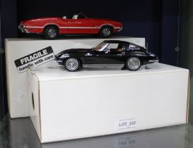 Two Danbury Mint model cars, a 1963 Chevrolet Corvette Sting Ray Coupe and a 1970 Oldsmobile 442 W-3