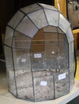 A leaded glass flat back terrarium style planter