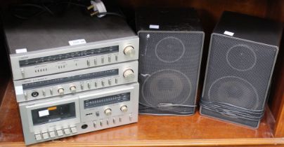 A vintage Ferguson HI-FI stacking system with two speakers