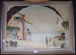 Cecil Rochfort D'oyly John - original oil on canvas Mediterranean scene