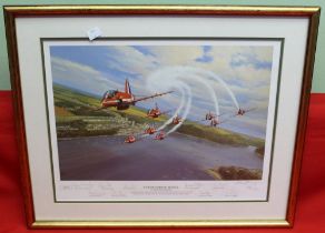 Mark Postlethwaite, a signed, framed limited edition aircraft print, "Concorde Roll" Red Arrow displ