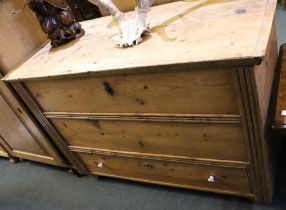 An old pine mule chest, trunk over single drawer