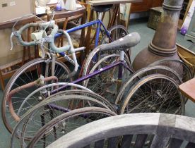 A vintage Mercian racing bike plus a Major Nichols frame and various rims etc