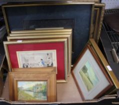 A box containing a selection of pictures and prints to include some originals (11)