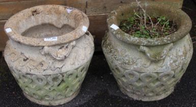 Two small cast formed cast formed garden planters