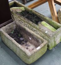 Two rectangular cast garden planters