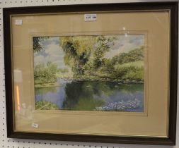 An original watercolour by Ray Stimpson "Wye Salmon Pool" framed and glazed