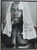 Signed and framed photo of ex heavyweight boxing champion Frank Bruno