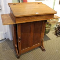 An old pine Scholars desk, with cupboard below