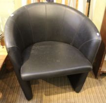 Modern Black Leather Tub style chair
