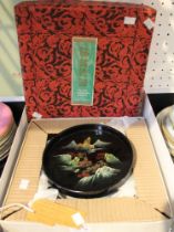Chinese Fujian lacquerware set of 5 hand painted round trays