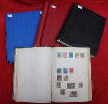 Four stamp albums, one is Germany from 1872, one is Hungary and two mixed World albums (4)