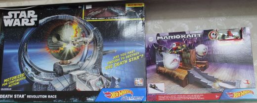 A Hot Wheels Star Wars Death Star set in original box together with a Hot Wheels MarioKart set in or