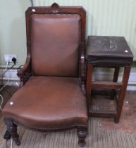 A late Victorian chair and a stool (2)