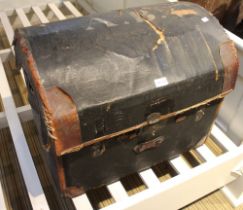 A dome topped hessian bound trunk 'Spaldings of Chelmsford'