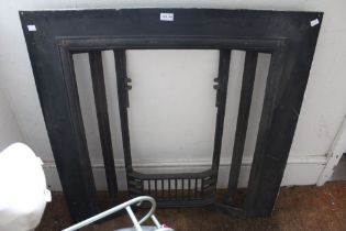 A metal fireplace insert