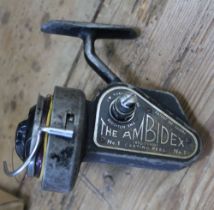 JW Young and Sons "Ambidex No1" casting reel patent 582695 boxed