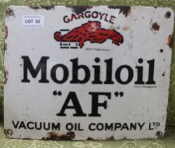 An original "Mobiloil AF" enamel garage sign, also says "Gargoyle" and "Vacuum Oil Company Ltd" 23cm
