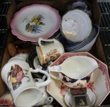 A boxed selection of interesting china and porcelain items