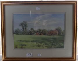 John Killingback - "The Red Barn" original watercolour framed and glazed