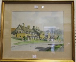 John Davis "Broadway Worcestershire" original watercolour framed and glazed 1978
