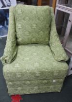 Wesley-Barrell modern green upholstered slipper style arm chair
