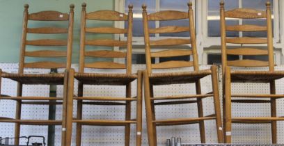 A set of ladder-back rush seat chairs (4)