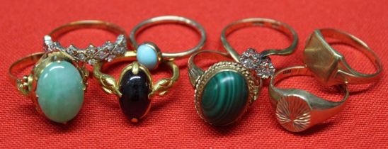 Eight various rings, mostly jewel set, some marked 9ct, gross weight 28.9g (8)