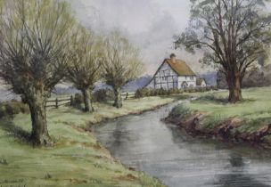 John Killingback "Snitterfield Warwickshire" original watercolour framed and glazed