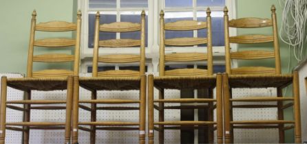 A set of ladder-back rush seat chairs (4)