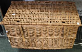 A wicker picnic hamper