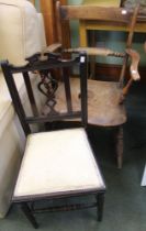 An Edwardian bedroom chair together with a Victorian Oxford chair in need of restoration