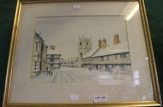 John Davis - "The Guild Chapel Stratford upon Avon" original watercolour framed and glazed 1979