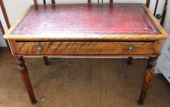 Heal and Son, London, Victorian satinwood child's writing table, the top inset tooled leather skiver