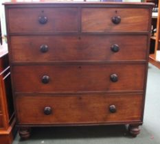 A Victorian mahogany chest of drawers, two short over three long drawers
