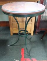 A wooden topped circular occasional table on cast tripod base a/f
