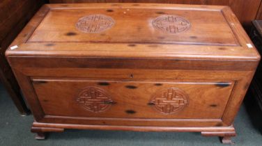 A 20th century oriental style camphor wood trunk