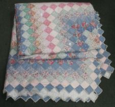 A patchwork throw/bedspread, 266cm x 250cm