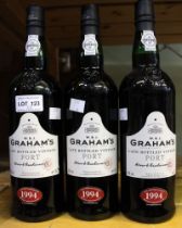 Graham's late bottled vintage port, 1994, 3 bottles