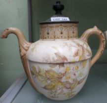 A Victorian Royal Doulton "Royles Patent Self Pouring" teapot, No 6327 1886, floral decorated