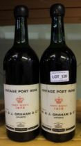 Graham vintage port wine, finest reserve, 1970, 2 bottles