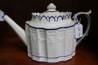 An early 19th century Castleford style feldspathic stoneware teapot, with sliding lid