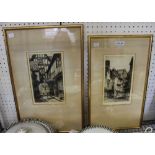 Two framed etchings, "Evesham" and "York" signed in pencil, framed mounted and glazed (2)